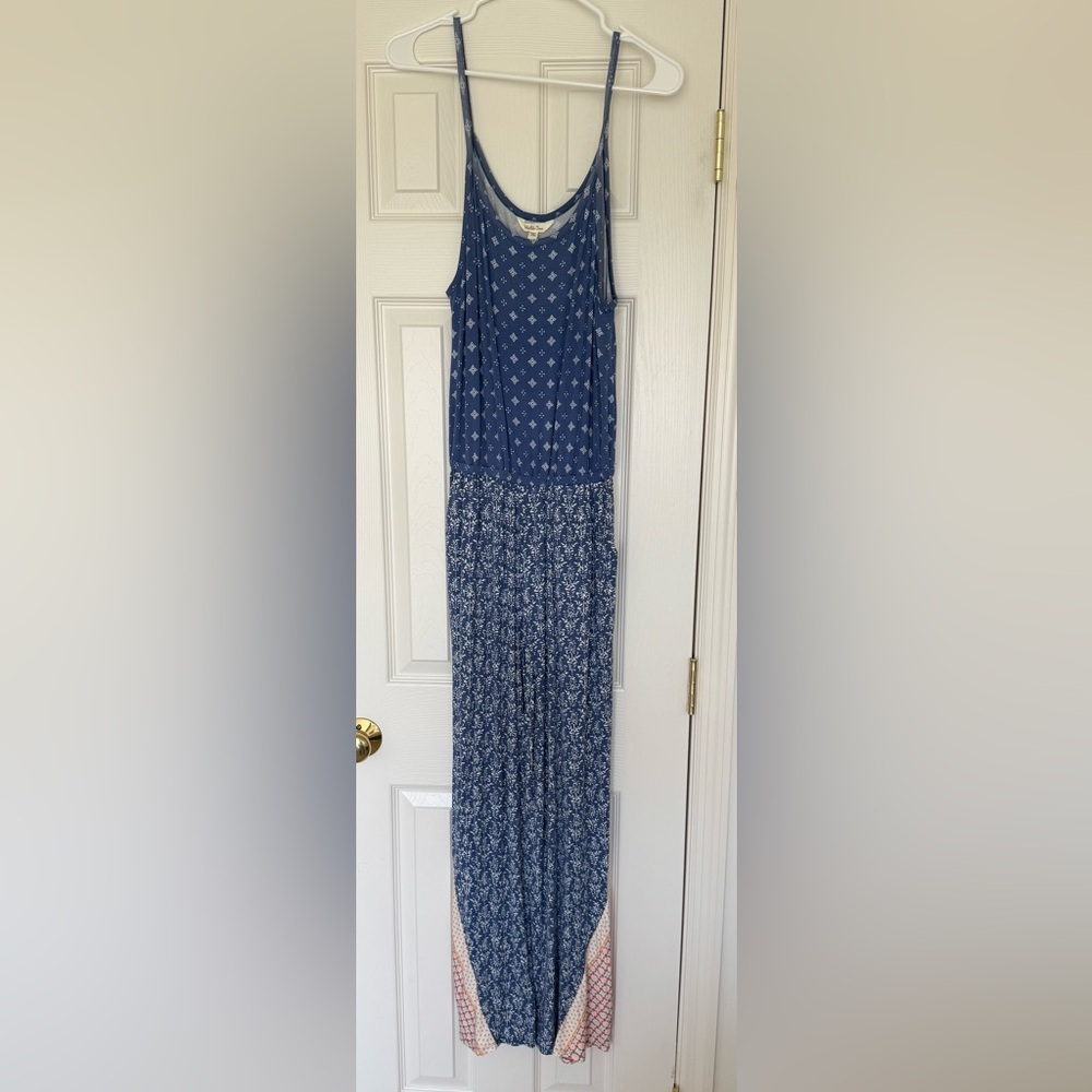 Matilda Jane Blue Patterned Maxi Dress with Pink Accent